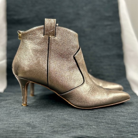 - Veronica Beard Lexi gold leather booties size EU 36 - Picture 2 of 9